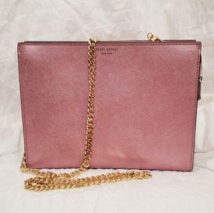 henri Bendel West 57th Cosmetic Clutch Rose   with Gold Chain & Canvas Insert